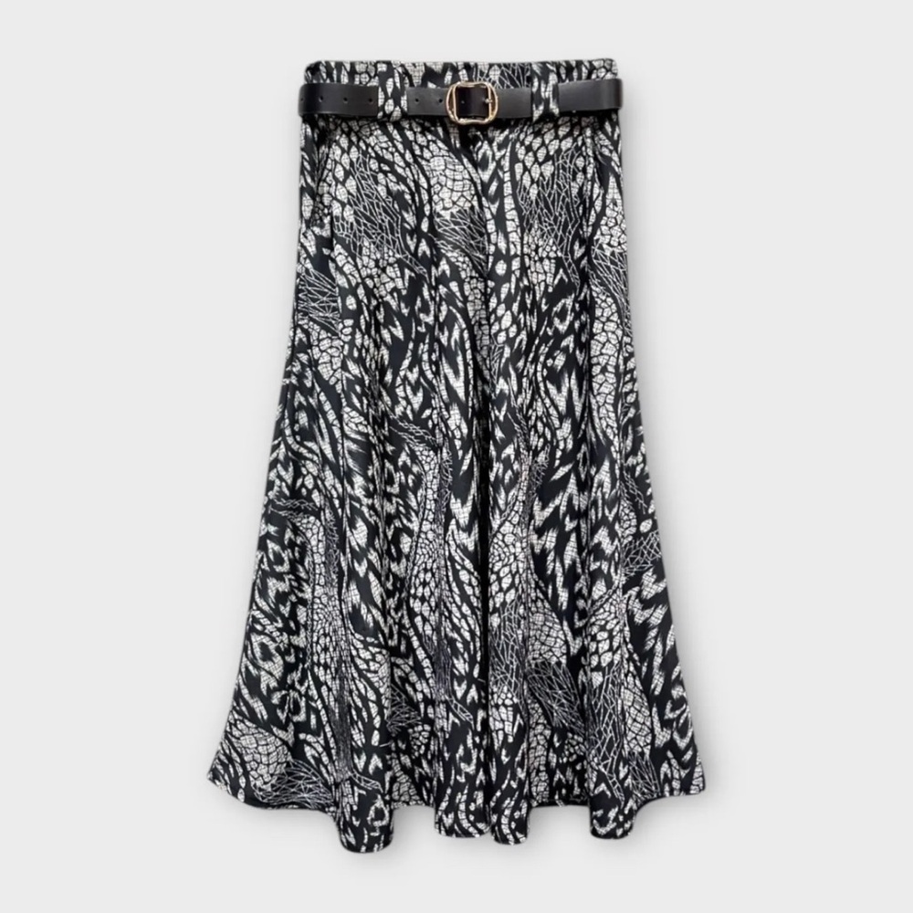 MADE IN ITALY Black and White Patterned Women's Skirt